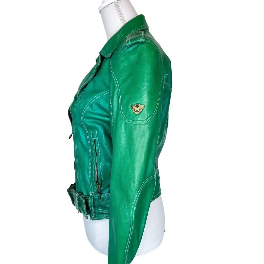 COPY - Matchless Biker Leather Jacket in British Green Size XS (44) - Picture 4 of 11